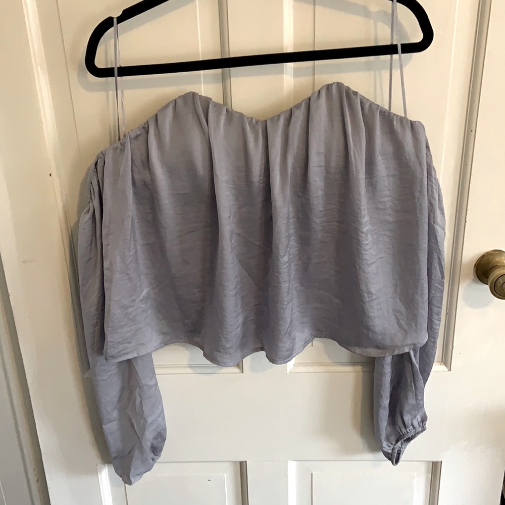 Off the shoulder strapless crop top - blue - M